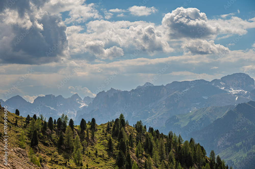 Fototapeta premium nature sceneries from the Pordoi Pass, Dolomites, Italy