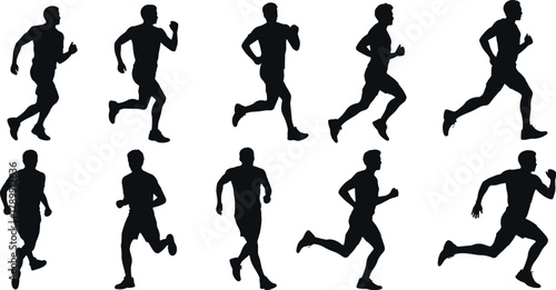 Silhouette of a runner in different poses