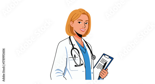 Female Doctor Vector – Professional Medical Illustration for Healthcare Design - Medical Doctor Vector – Healthcare professional