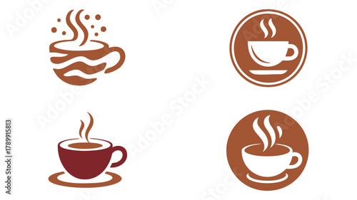Stylized hot coffee cup icons