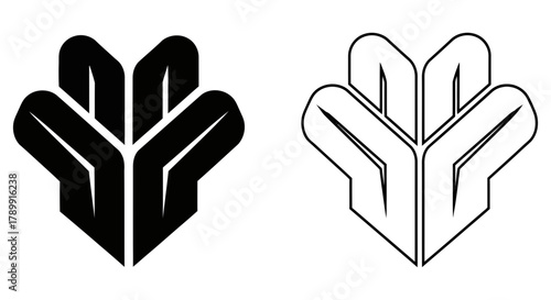 Sleek minimalist abstract organic growth symbol featuring a dynamic flowing shape, perfect for modern branding and technology concepts, offering a clean, versatile design