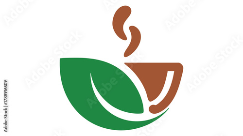 Natural tea cup leaf logo icon