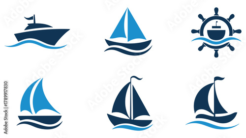 Boat sailing yacht vessel icons