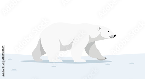 Majestic polar bear walking gracefully across the arctic snow, a symbol of resilience and the beauty of nature, originally a scalable vector graphic