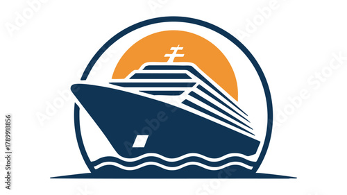 Cruise ship sunset horizon logo