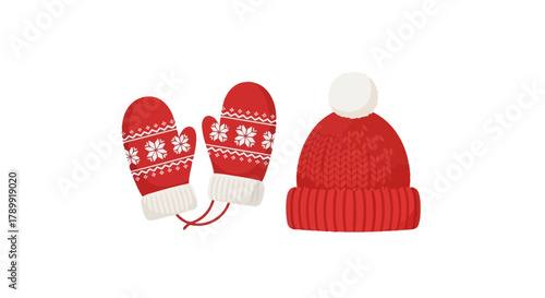 Get Cozy This Winter: Adorable Knit Hat with Pom Pom and Snowflake Mittens Set, Perfect for Holiday Cheer and Warmth, A Timeless Winter Accessory