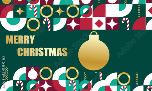 Christmas  banner template, scandinavian geometric style