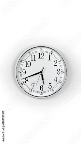 Round Wall Clock time lapse. Clock Counting Down 24 Hour Day Fast Speed. Clock with moving arrows. Clock time lapse UHD 4K. 12h loop. Black Frame, Red pointer second pointer. Time running fast
