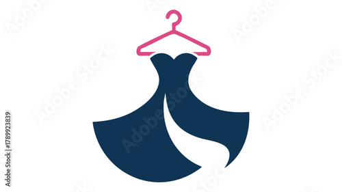Elegant dress on pink hanger icon