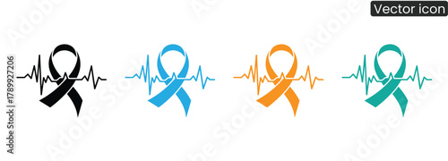 Show your support with these vibrant awareness ribbons and heartbeats. Symbolize hope, health, and strength for diverse causes. Perfect for medical or charity campaigns.