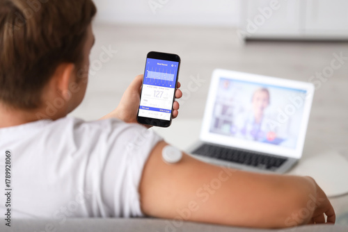 Diabetic young man with glu...