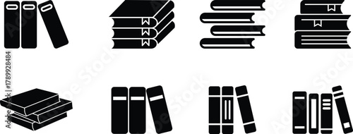 Books Stack Icon Design Book and reading outline icon set. Vector symbols for education, library, learning. Ebook, literature, study icons. Editable stroke. Pictogram collection for knowledge.