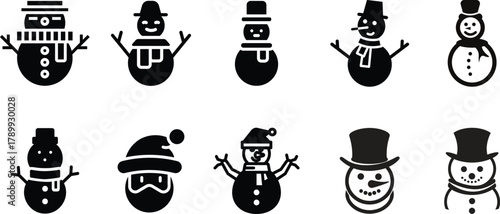 Winter Activities Icon Set Snowman glyph icon Set Grab this creatively designed glyph style snowman icon Snowmen Decorations snowman hat snowman scarf snowman gloves snowman boots snowman button