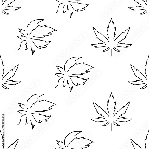 marijuana seamless pattern isolated on transparent background.