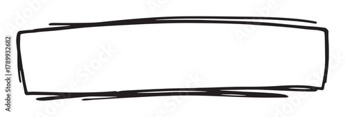 Roughly drawn black rectangular frame with an uneven, hand-sketched outline. Versatile doodle element perfect for highlighting content or adding an artistic touch