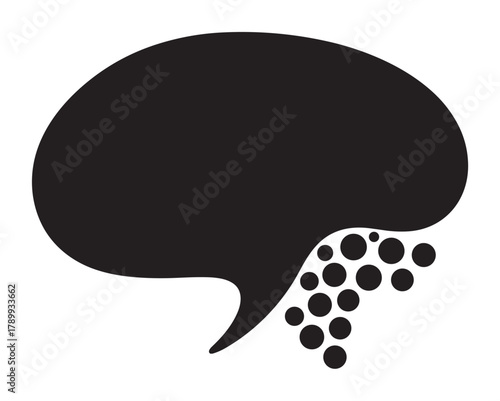 Abstract speech bubble icon dissolving into particles. A creative concept for communication, ideas, or digital messaging breaking down or forming from data points