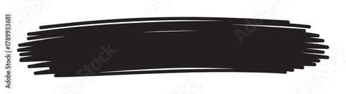 Hand drawn black marker scribble for highlighting text or design elements. Abstract messy brush stroke with a rough texture for banners and frames. Censorship redaction mark