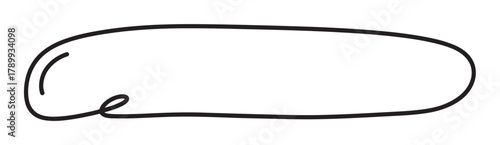 Hand drawn doodle text frame for quotes and messages. Simple black outline speech bubble with a continuous line. Minimalist design element for communication concepts