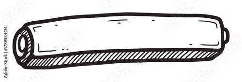 A simple sketch of a rectangular bar of soap. Hand drawn monochrome doodle icon for hygiene, cleaning supplies and personal care product branding projects