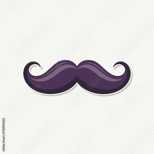 A purple mustache on light background gives old time impression, vintage mustache image for barbershop advertising. Stylized mustache evokes facial hair,