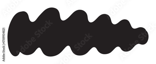 Abstract black organic shape with a wavy and irregular border. Minimalist liquid blob or hand drawn brush stroke element for modern graphic design and text backgrounds