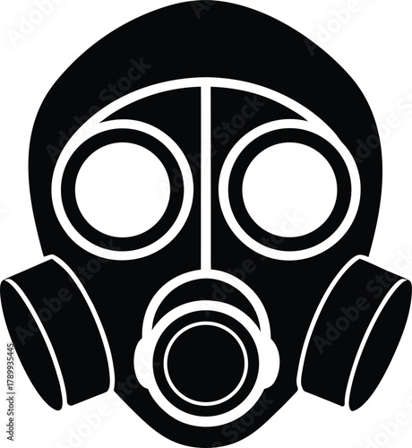 Minimalist Black and White Gas Mask Icon