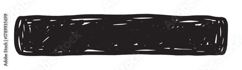 Hand drawn scribble rectangle with a rough marker texture. Grunge style black banner for text or design element. Monochrome doodle frame isolated on a white background