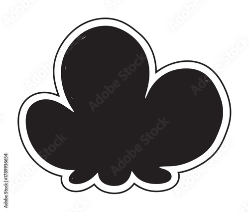 Monochrome popcorn silhouette with a hand drawn sticker outline. Simple snack food icon for cinema and movie night concepts or entertainment industry graphic design