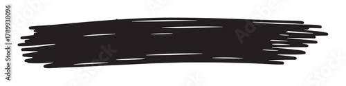 Black marker pen stroke with a rough grunge texture. Messy doodle sketch for highlighting or underlining important text and creative graphic for banners or posters