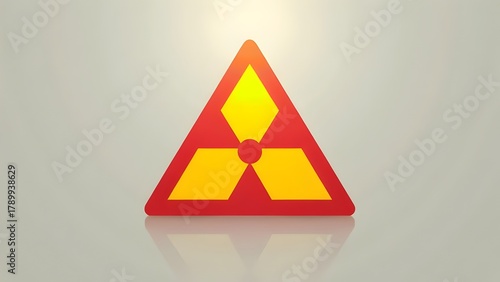 Nuclear radiation warning symbol hazard sign with red triangle for Safety and Science Use