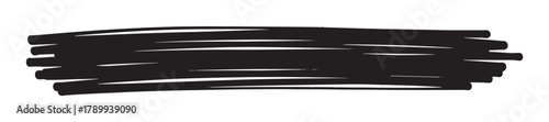 Black marker scribble texture with rough edges. Hand drawn brush stroke element for design projects. Abstract graphic shape for highlighting or emphasis