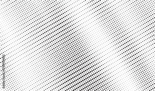 Dotted halftone gradient texture. Vanishing polka dot background. Repeating dots gradation pattern background. Black fading comic pop art overlay backdrop. Halftone raster effect wallpaper. Vector