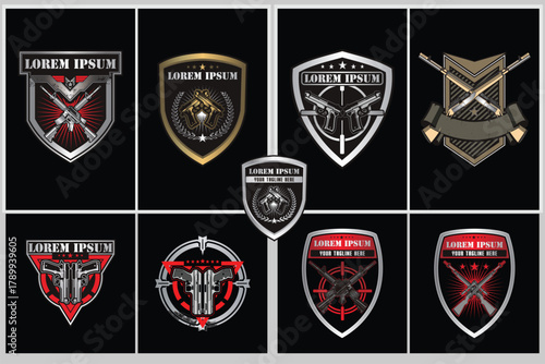 Set of firearms collection badge logo design vector image template