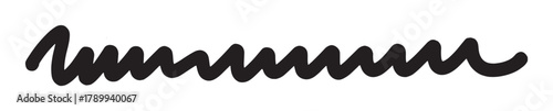 Abstract scribble doodle with a thick marker stroke. A simple hand drawn wavy line element in black ink for underlining text or as a graphic design divider