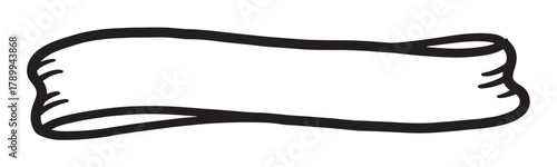 Hand drawn vintage scroll banner for placing text. Black ribbon or parchment frame with a simple doodle style. Decorative graphic element isolated on a white background