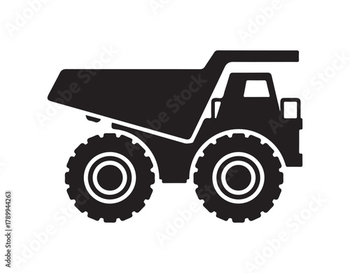 Mining Truck Icon. This vector illustration is completely royalty-free and showcases the primary icon depicted in black within a white square.