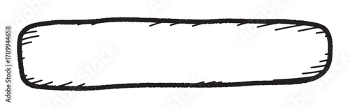 Hand drawn rectangle frame with a rough sketch texture. Minimalist black and white speech bubble or text box for quotes. Simple doodle element for creative projects