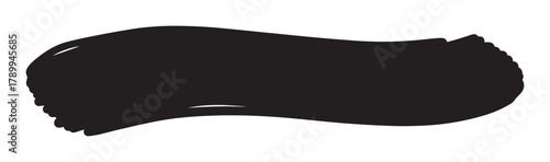 Artistic black brush stroke with a textured grunge effect. Wavy paint smear shape isolated on white for use as a banner, label, or creative design element