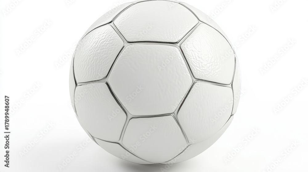 Fototapeta premium White soccer ball on a white background with subtle shadows, perfect for sports, recreation, and athletic themes.