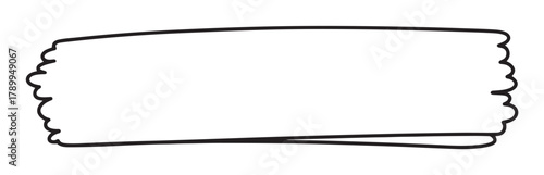 Minimalist masking tape strip with wavy edges. Hand drawn sketch banner for text or quotes. Simple black outline graphic element for design projects and scrapbooking