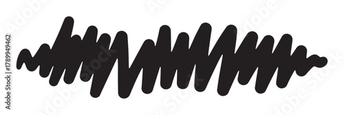 Hand drawn scribble shape isolated on a white background. Messy zigzag brush stroke for highlighting text or graphic design. Simple chaotic line art for modern digital compositions