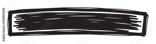 Hand drawn black marker scribble frame for text or logo placement. Rough grunge banner with a distressed texture effect. Abstract rectangular shape element for creative design projects