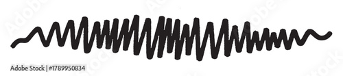 Abstract audio waveform doodle drawn in a rough marker style. Minimalist sound wave element for music visualization, voice recording, or frequency signal representation