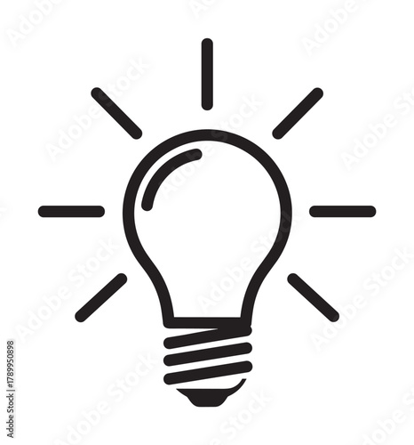 Light bulb line icon for creative idea and innovation concept. Simple lamp symbol representing energy, solution, and inspiration for web design and mobile applications
