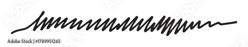 Hand drawn black scribble line isolated on white for creative design. Abstract doodle squiggle or chaotic wavy marker stroke for underlining and artistic emphasis