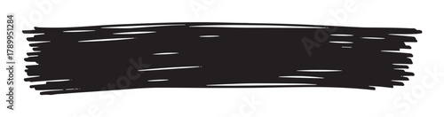 Hand drawn scribble banner for text or design element. Black marker pen stroke with a rough texture. Abstract grunge shape isolated on a white background for creative projects