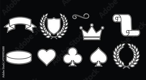Create stunning heraldry designs with this silver emblems collection