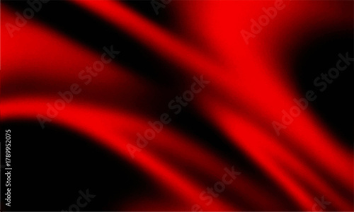 Abstract red silk texture with light, smooth fabric wave, and black motion curve art design for background illustration