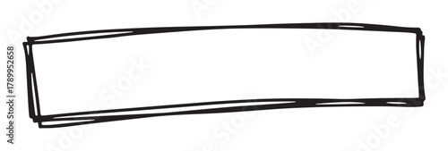 Hand drawn rectangle frame with a rough sketch border. Minimalist design element for text or quotes. Isolated graphic icon for emphasis and highlighting important information