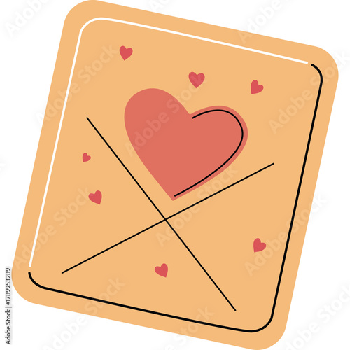 Decorative Square Card with Pink Heart and Small Hearts Pattern Isolated on Transparent Background for Valentines Day Celebration